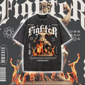 Greek God Statue Flames Men's Washed Black Color Tee