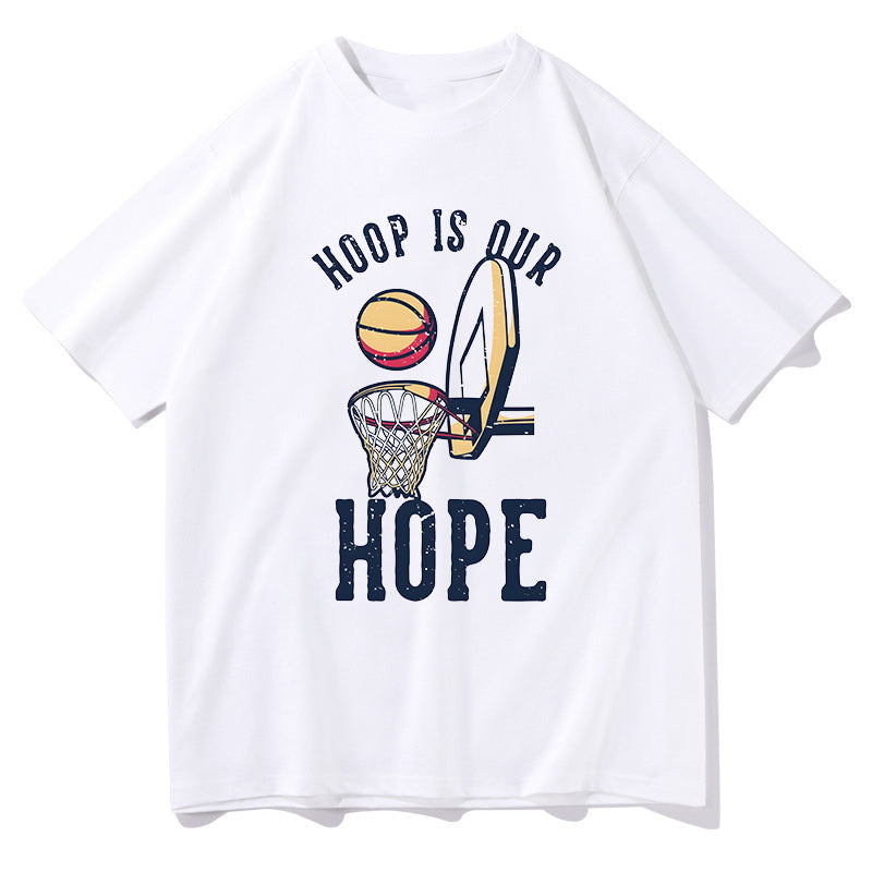 Men's White Basketball Hoop Print T-shirt