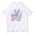 Women's Purple Blooms and Bunny Print Cotton T-shirt