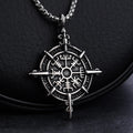 Retro Viking Rune Protection Pendant Stainless Steel Necklace