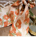 Orange Floral Print Satin Headband