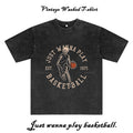 Skull's Love for Hoops Washed Black Color T-Shirt