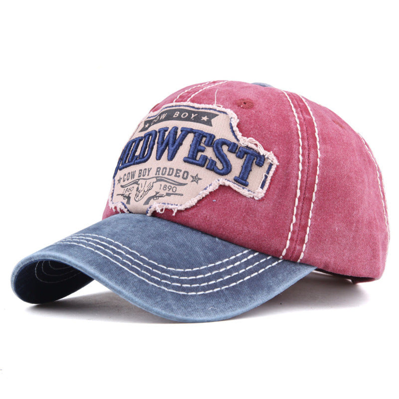 WILDWEST Embroidered Vintage Colorblock Cap Hat