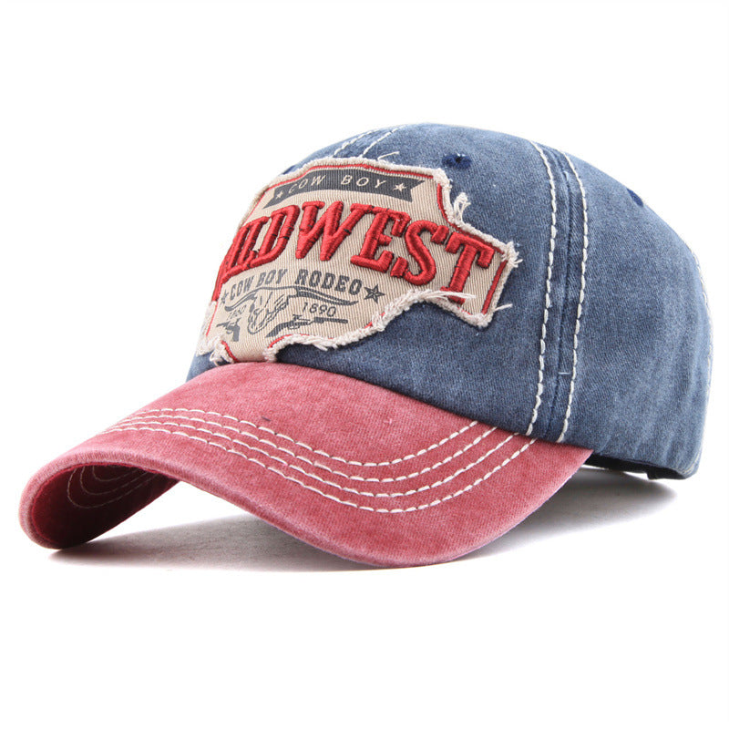WILDWEST Embroidered Vintage Colorblock Cap Hat
