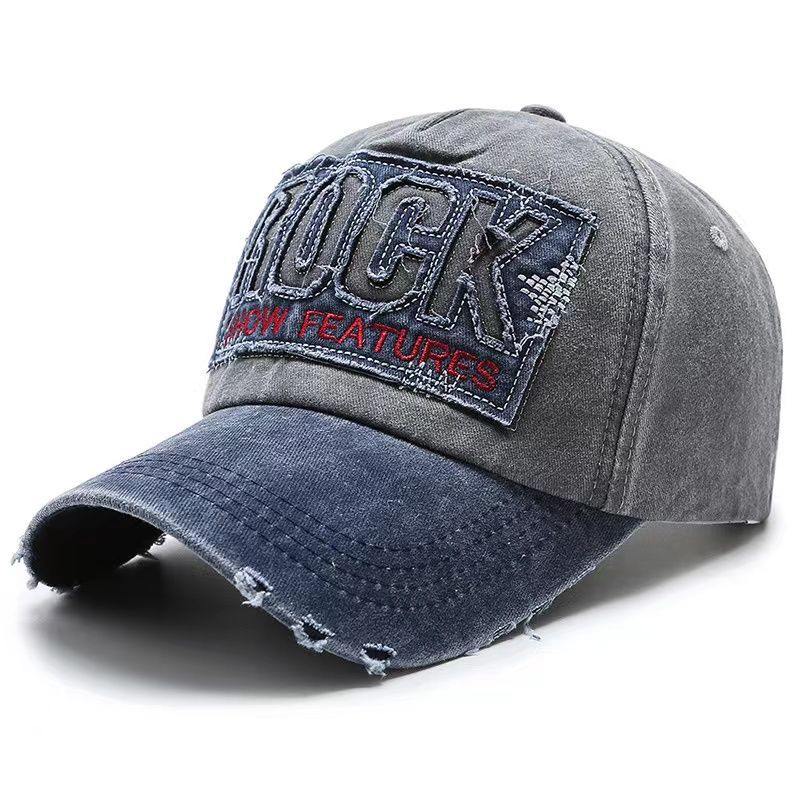 Rock Embroidered Vintage Colorblock Cap Hat