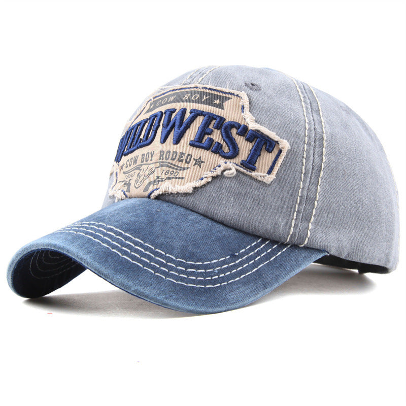 WILDWEST Embroidered Vintage Colorblock Cap Hat