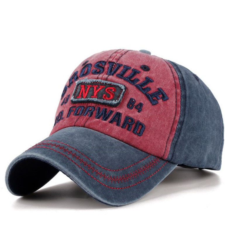 Vintage Embroidered Colorblock Cap Hat