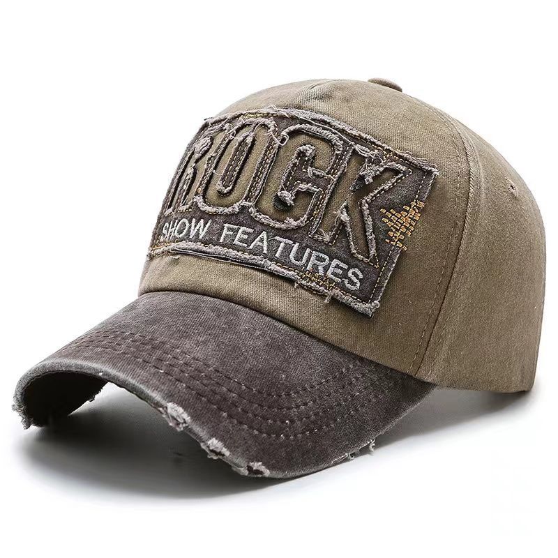 Rock Embroidered Vintage Colorblock Cap Hat