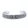 Norse Viking Rune Symbol Stainless Steel C-shaped Open Bangle Bracelet