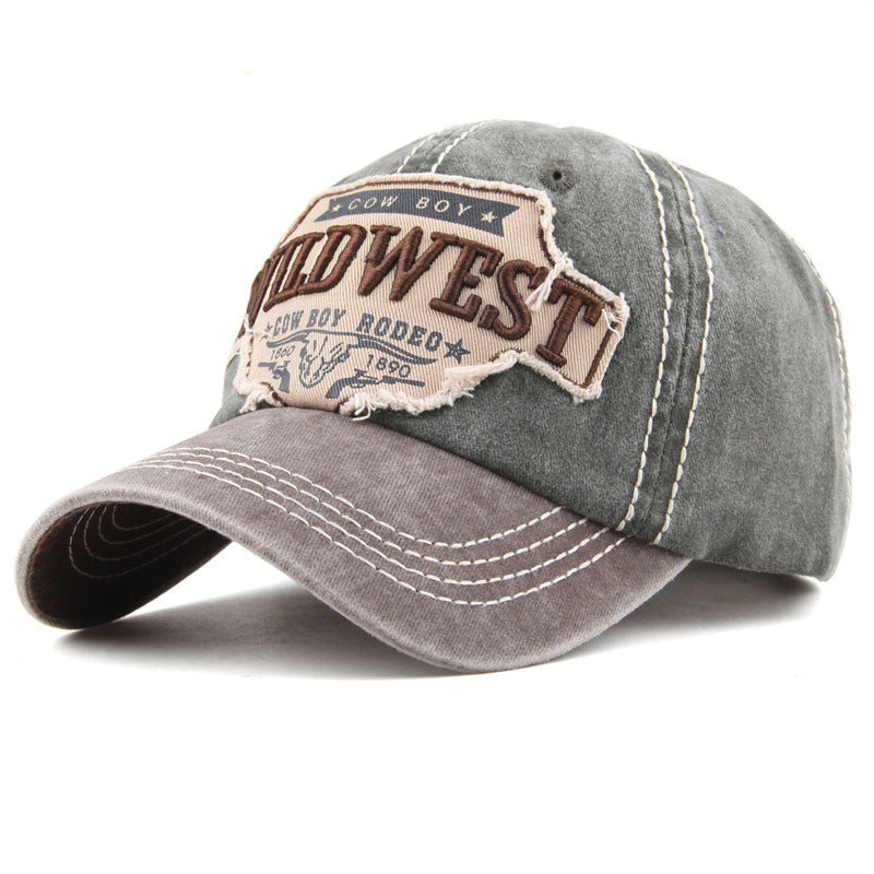 WILDWEST Embroidered Vintage Colorblock Cap Hat