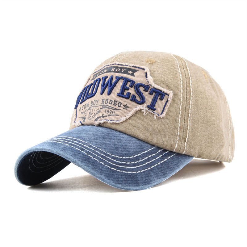 WILDWEST Embroidered Vintage Colorblock Cap Hat