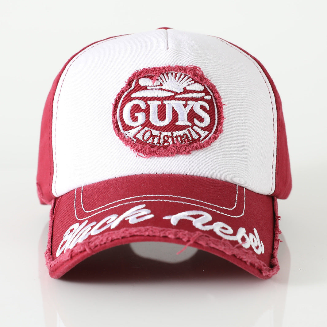 GUYS Embroidered Vintage Colorblock Cap Hat