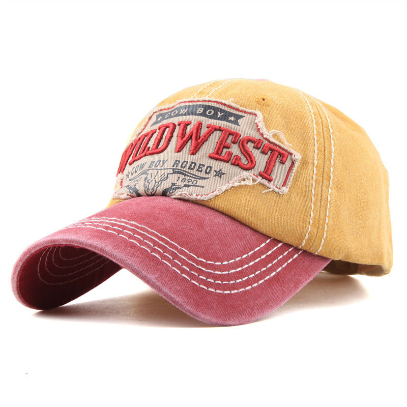 WILDWEST Embroidered Vintage Colorblock Cap Hat
