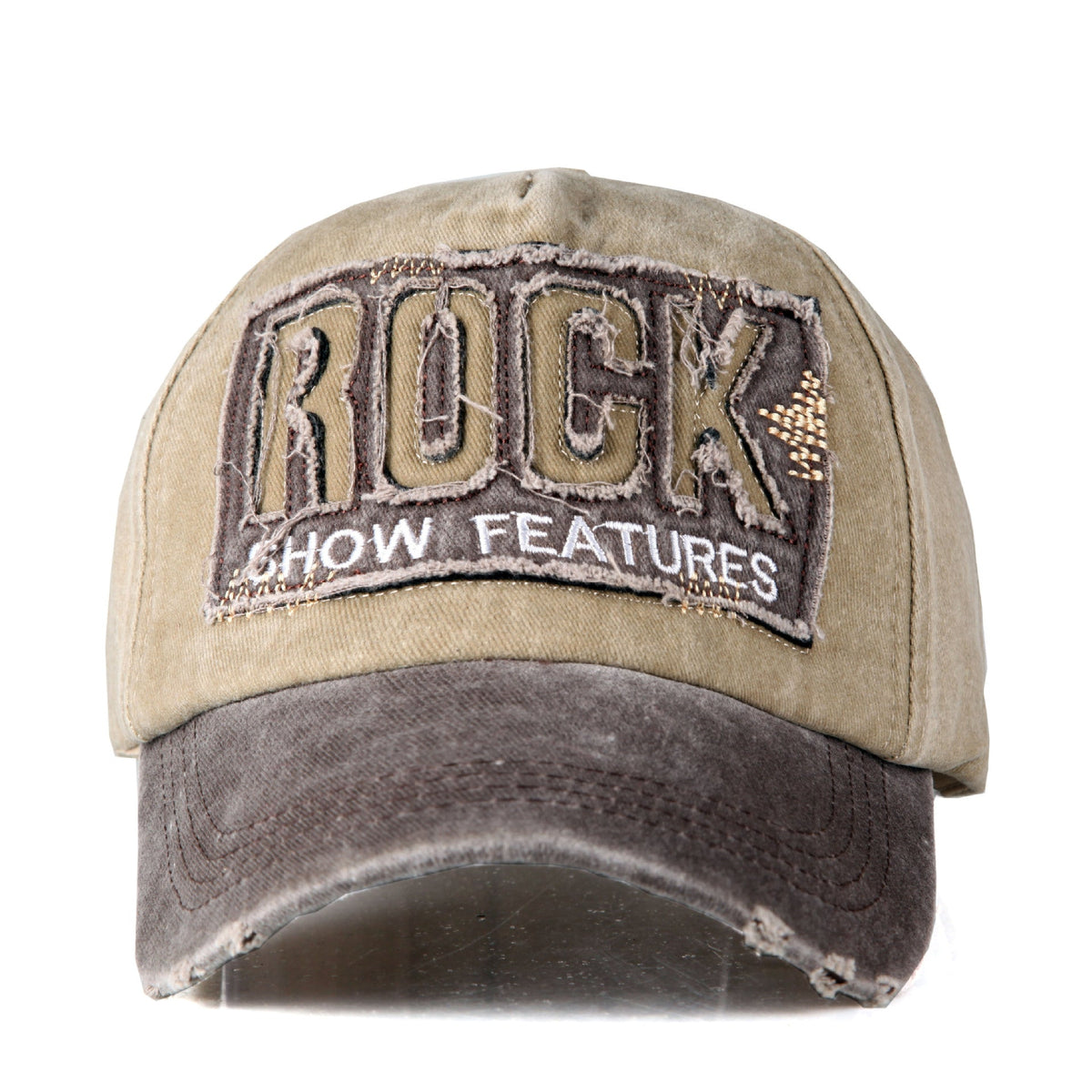 Rock Embroidered Vintage Colorblock Cap Hat