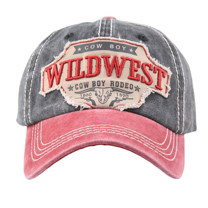 WILDWEST Embroidered Vintage Colorblock Cap Hat