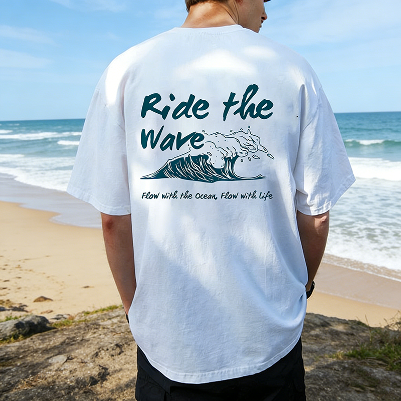 Men's Ocean Wave Graphic Tee Premium Cotton Beachwear